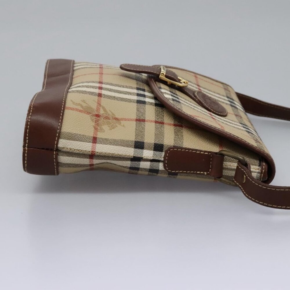 Burberrys Nova Check Shoulder Bag PVC Leather Beige Brown gold Auth BD093 - Picture 5 of 16